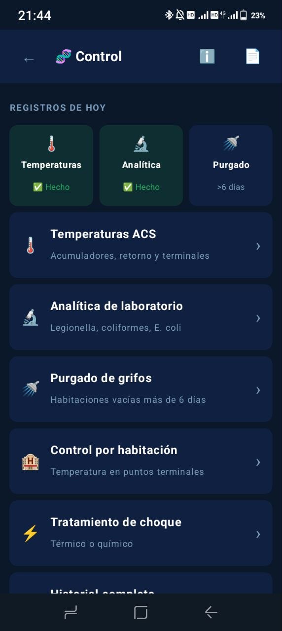 Control de Legionela de ARTEMIS HMS